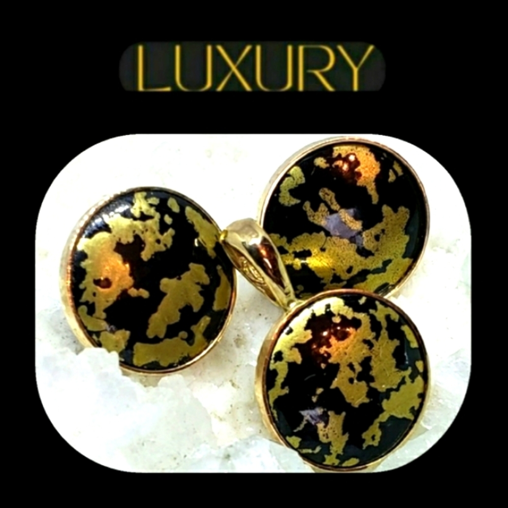14KYG Goldenite Pendant and Earrings-Classic